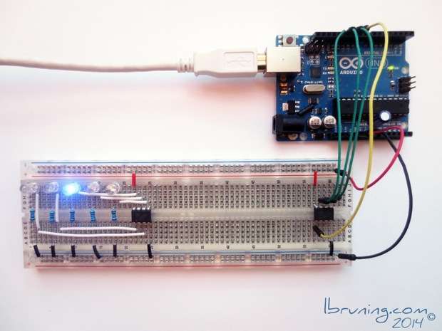 Arduino as ISP for ATtiny45 Breadboard Prototype