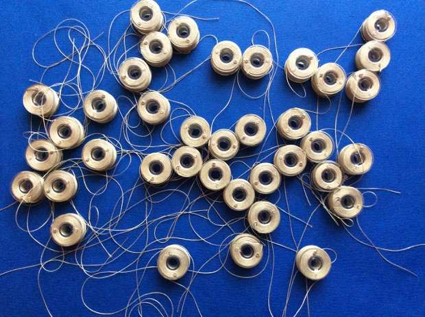 Sewing Bobbings of Conductive Thread for PIF Camp in Slovenia