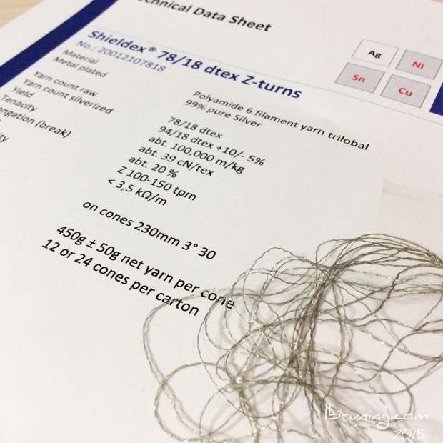 Shieldex Conductive Thread 78/18 dtex Z-turns from Statex in Berlin Germany July 2015