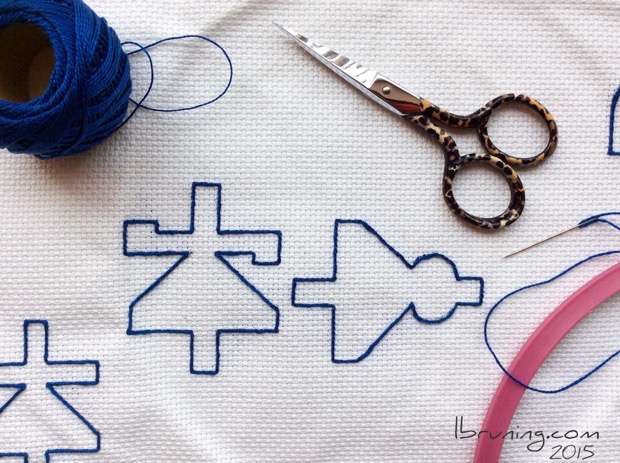 ELectronic Diode Symbol Embroidery in Blue Floss