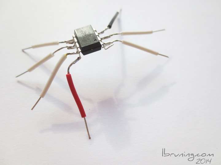 ATtiny45 soldered bug circuit